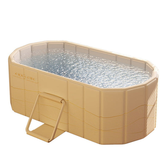 Ice Bath Tub Foldable Portable with Dual Drainage – Collapsible Cold Plunge & Hot Bath Tub, Freestanding Home Bathtub for Adults Indoor Outdoor