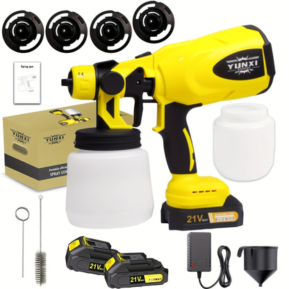 Electric Paint Sprayer Cordless Rechargeable 500ml HVLP Spray Gun Adjustable Modes for Walls Wood Cars Furniture Decks Indoor Outdoor