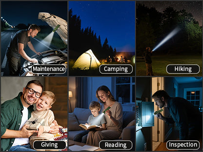 Flashlight Magnetic Aluminum EDC Light with Nine Modes, UV and COB Side Lights, 1500mAh Battery and Display