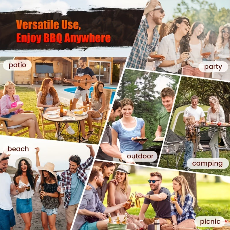 Charcoal Grill with Offset Smoker, Barrel BBQ Smoker Grill Combo for Backyard & Patio, Heavy-Duty Outdoor Charcoal Smoker with Side Firebox for Smoking, Grilling & BBQ Parties