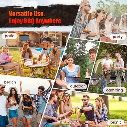 Charcoal Grill with Offset Smoker, Barrel BBQ Smoker Grill Combo for Backyard & Patio, Heavy-Duty Outdoor Charcoal Smoker with Side Firebox for Smoking, Grilling & BBQ Parties