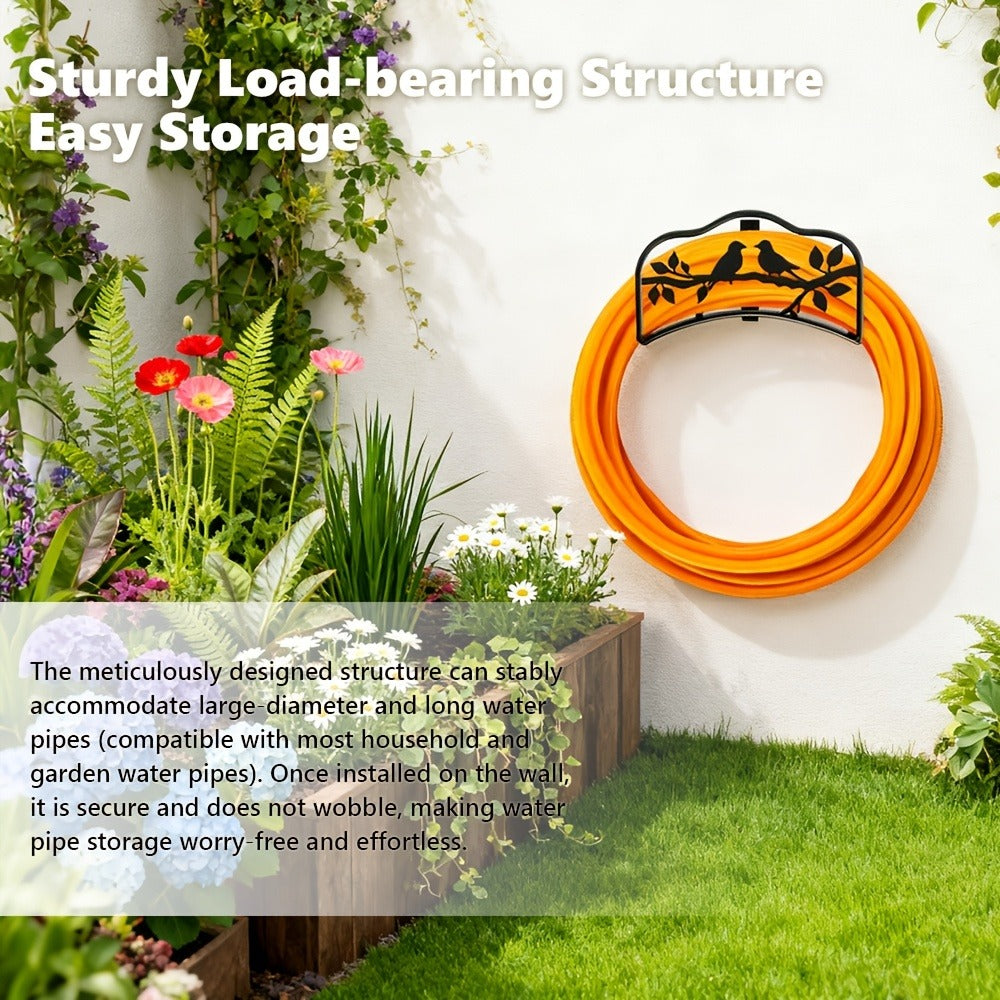 11 x 6-Inch Wall-Mounted Garden Hose Holder in Little Bird or Butterfly Decorative Designs