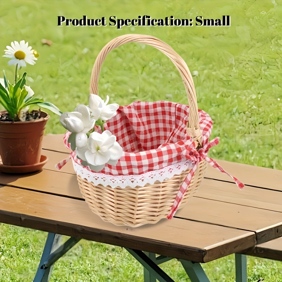 Picnic Basket Wicker | Retro Handheld Basket Camping Photo Gift Party