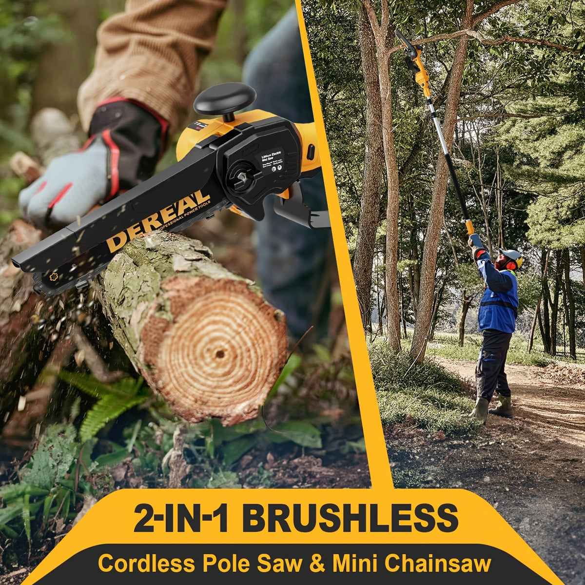Telescopic Pole Saw Cordless Folding 6-Inch Electric with Compact Design, Battery-Powered Tree Pruner for Garden Pruning