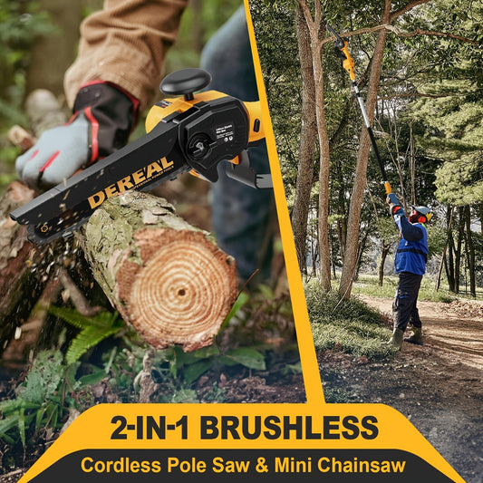 Telescopic Pole Saw Cordless Folding 6-Inch Electric with Ergonomic Compact Design, Battery-Powered Tree Pruner for Garden Pruning, Landscaping and Professional Cutting