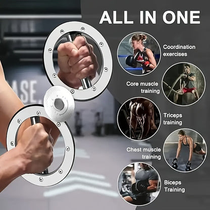 Fitness Equipment Rotating Wrist and Forearm Trainer with Dual Metal Grip Rings and 360-Degree Resistance Arm