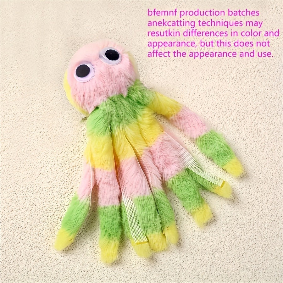 Cat Toy Octopus Plush 5-Pack in Random Colors with Long Tentacles and Teaser-Wand Hanging Loops
