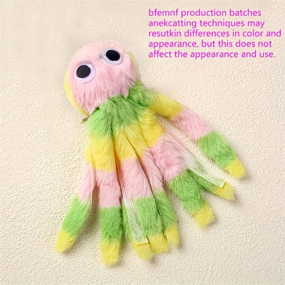 Cat Toy Octopus Plush 5-Pack in Random Colors with Long Tentacles and Teaser-Wand Hanging Loops