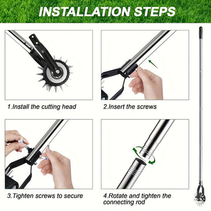 Manual Wheeled Lawn Edger with Rotary Cutting Wheel and Three- or Four-Section Adjustable Handle
