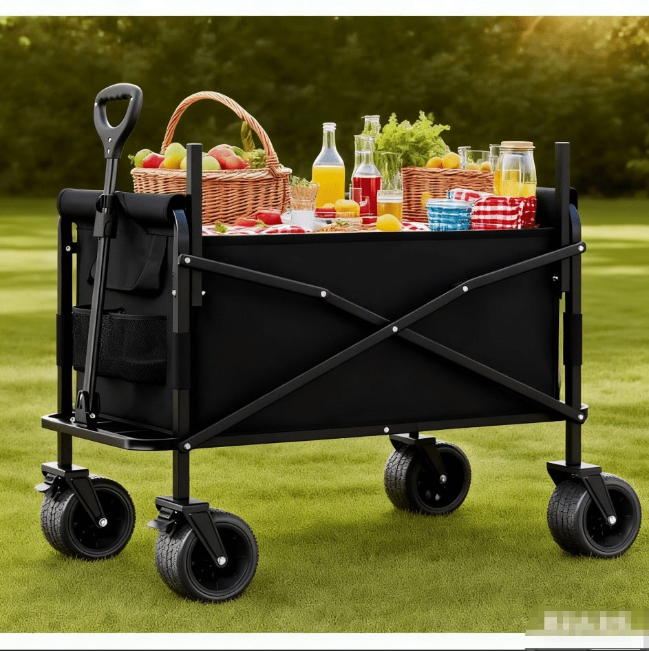 Foldable Utility Wagon Cart 550 lbs – Heavy Duty Collapsible Outdoor Cart with Bench Seat & All-Terrain Wheels