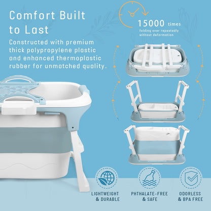 Portable Bathtub for Adults with Insulation Cover & Drainage Pipe – Foldable Hot Tub for Indoor Outdoor Sauna