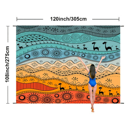 Printed Beach Mat with 19 Exact Size-and-Pattern Options, 198 x 205cm to 275 x 305cm with Stakes and Pouch