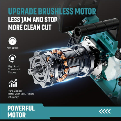 Cordless Chainsaw with Brushless Motor – 6 & 12-Inch Lithium Battery Electric Saw, Auto-Oiling, Safety Lock, Heavy-Duty Wood Cutting & Garden Tool