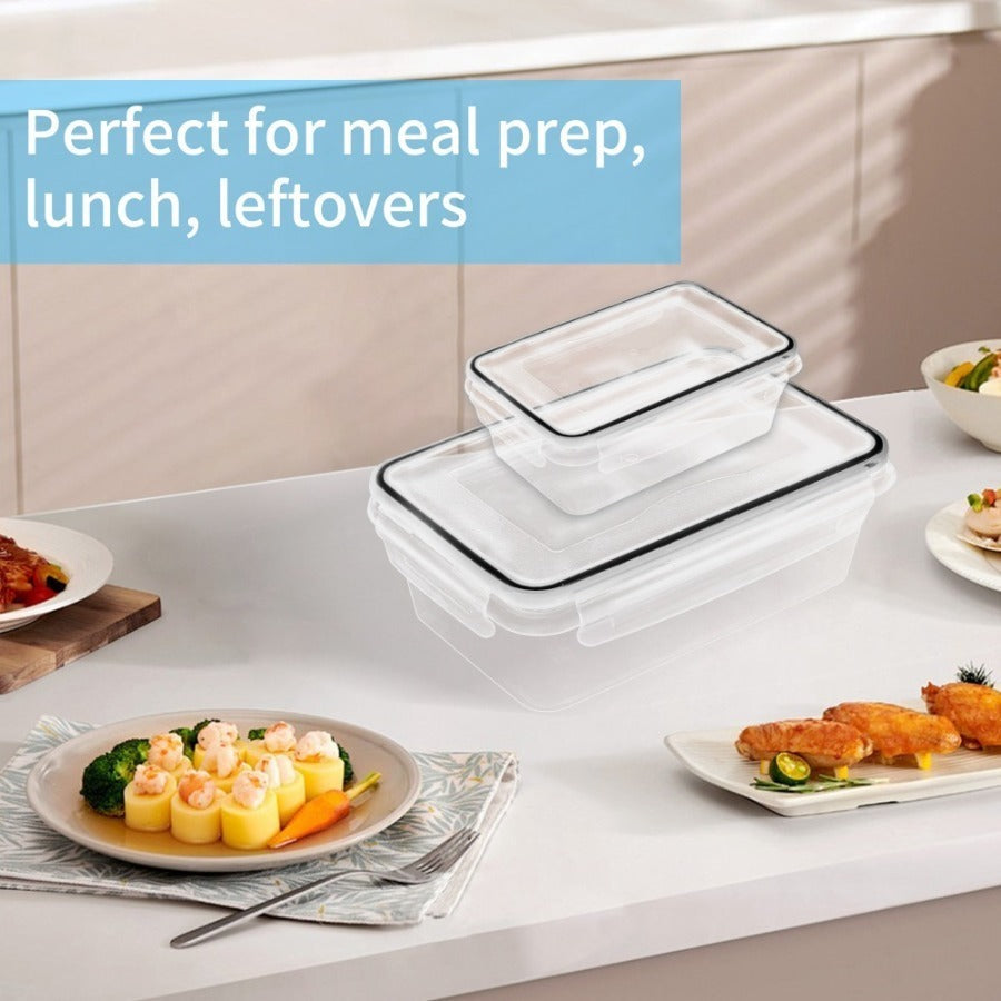 Food Storage Container Set with 12, 20 or 24 Clear Boxes, Locking Lids and Microwave, Dishwasher and Freezer Use