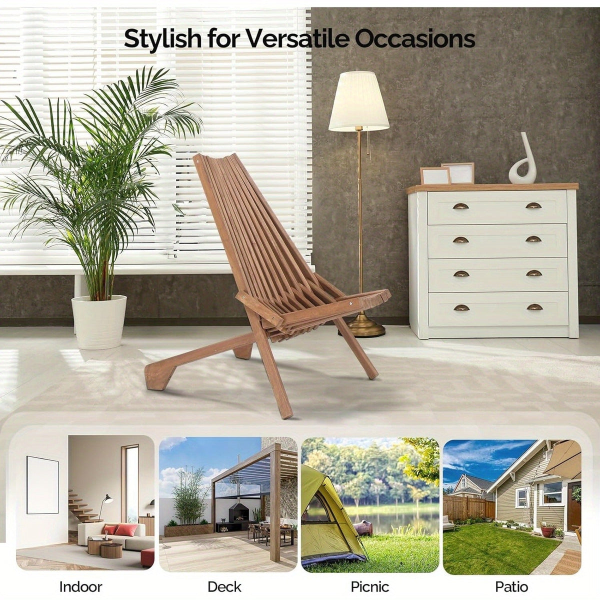 Wood Folding Outdoor Chairs Set of 1/2/4 for Camping, Travel and Outdoor Use, with the Listed Configuration