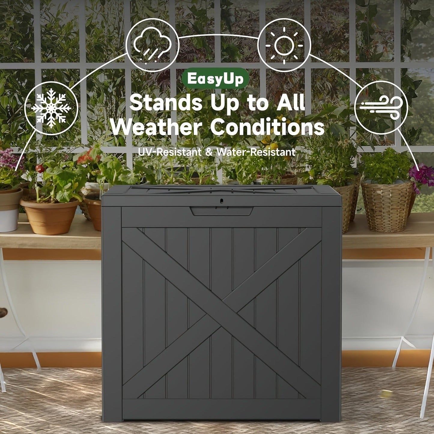 Lockable Outdoor Storage Box weather-ready Package Delivery Porch with 2 Exact Source Checkout Options