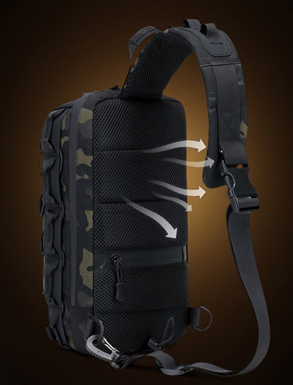 Structured Tactical Shoulder Crossbody Bag with Honeycomb Front Panel in Black or Camouflage Pattern