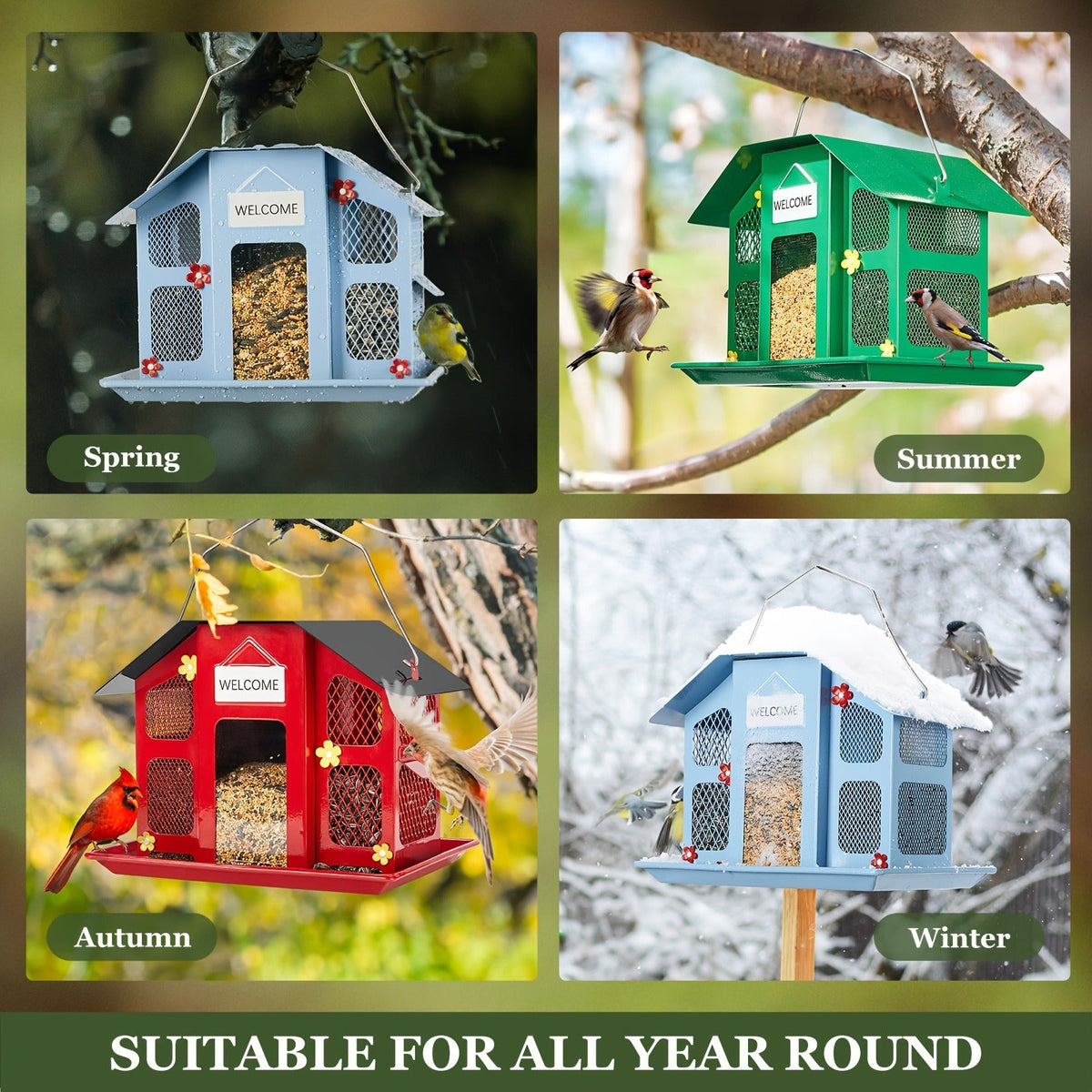 Metal Bird Feeder for Outside - 4 Lbs Large Capacity Hanging Wild Bird Feeder, for Garden, Yard and Pest Management