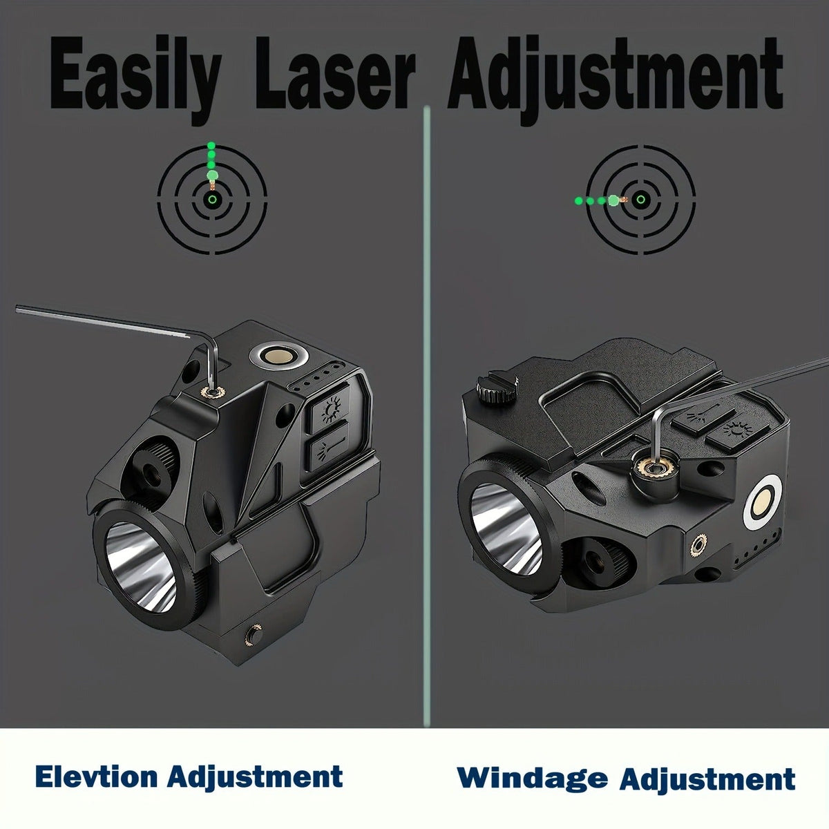 Tactical Green Laser Sight with LED Flashlight Combo - USB Rechargeable, Picatinny Rail Mount, Ambidextrous for Pistols, Rifles & Airguns