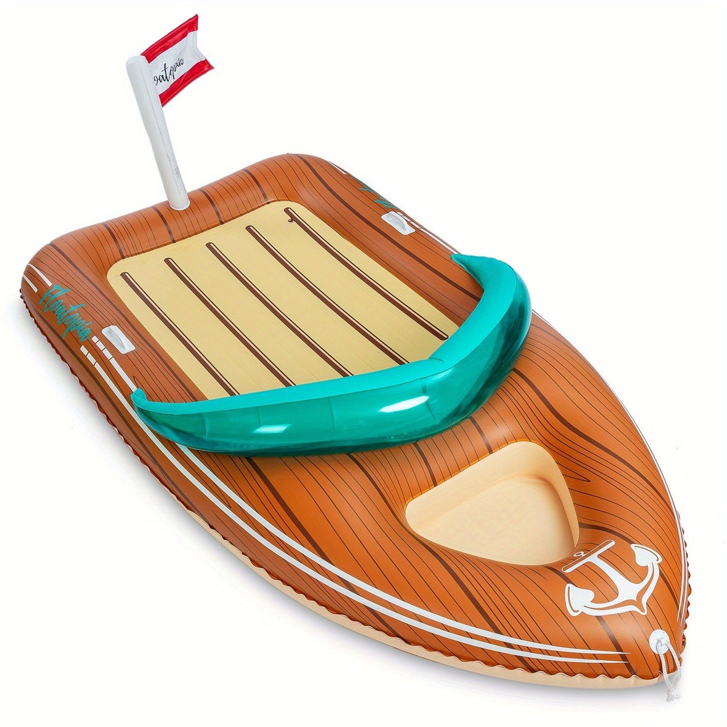 Giant Inflatable Boat Pool Float with Cooler | 8-Foot 2-Person Raft Lounge Float for Pool Beach Lake Summer Party