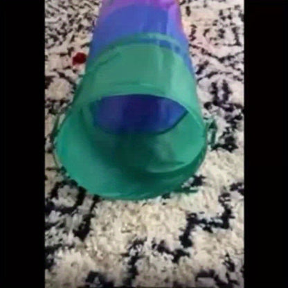 Cat Toy Rainbow Tunnel in S-Shaped or Three-Way Layouts with Peek Holes, Ball and One or Two-Pack Options