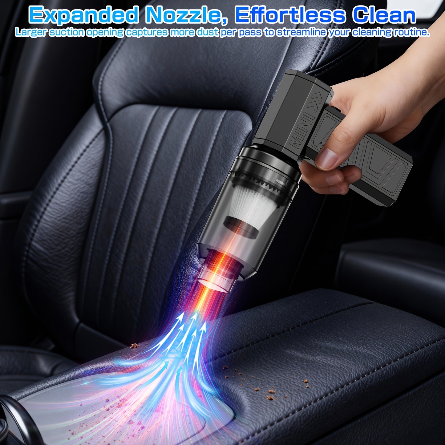 Mini Pistol-Grip Electric Air Duster with Six Nozzles and Optional Dust-Collection Bin Set