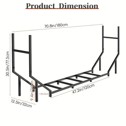 Firewood Rack Heavy Duty Adjustable — Outdoor & Indoor Log Holder with Cover, A-Frame Steel Wood Storage Stand for Fireplace, Patio, Cabin