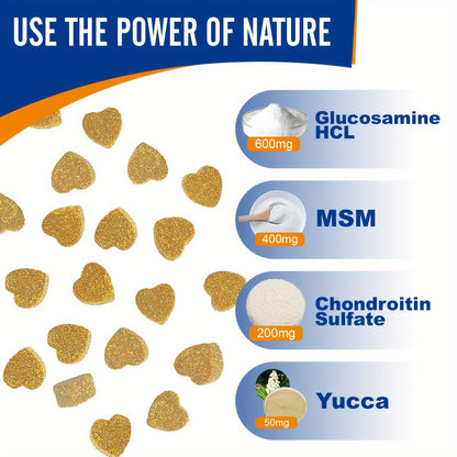 Dog Glucosamine Joint Supplement Chews 120ct | Chicken Flavor Soft Chews with Glucosamine, Chondroitin, MSM & Vitamins for Hip & Joint Health, Mobility Support for Dogs of All Sizes & Ages