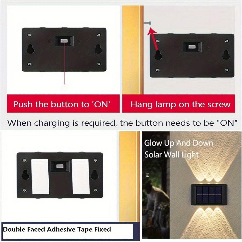 Eight-Pack Solar Wall Lights with Six LEDs Each, Up-and-Down Beams and Warm or White Light Options