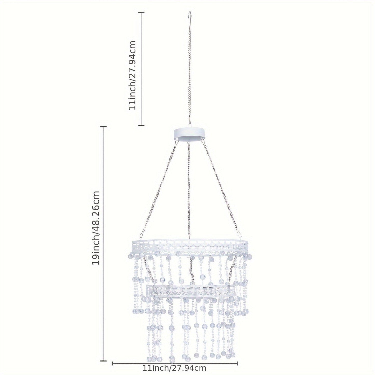 Solar Outdoor Lights 54-LED Hanging Crystal Chandelier in 6-Tier, Oval or Round Style for Gazebo Decor