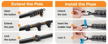 Dog Toy Telescopic Aluminum Flirt Pole with Reinforced Nylon Rope and Three Detachable Interactive Toys