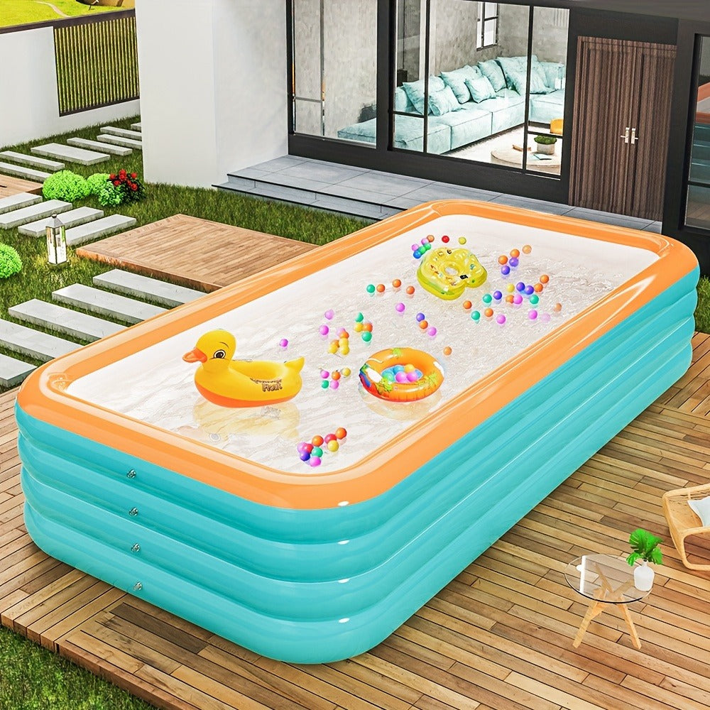 Inflatable Swimming Pool for Family Adults Kids, Large Above Ground Outdoor Backyard Pool, 4-Layer PVC Thickened Blow Up Pool for Patio Garden Party Summer