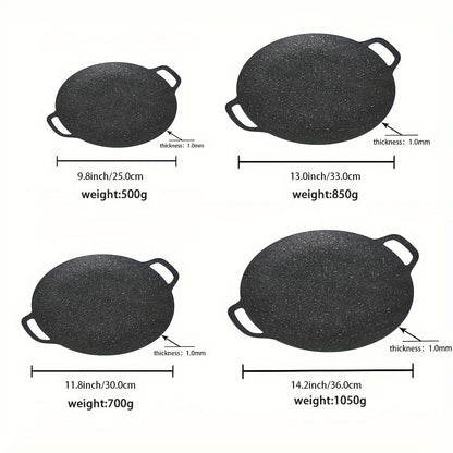 Korean BBQ Grill Pan Cast Iron 3-Piece Set – Non-Stick Portable Fry Pan for Indoor & Outdoor Use | Even Heat, Induction & Gas Compatible | 14.17", 13" & 11.81" for Steak, Pancakes & Camping