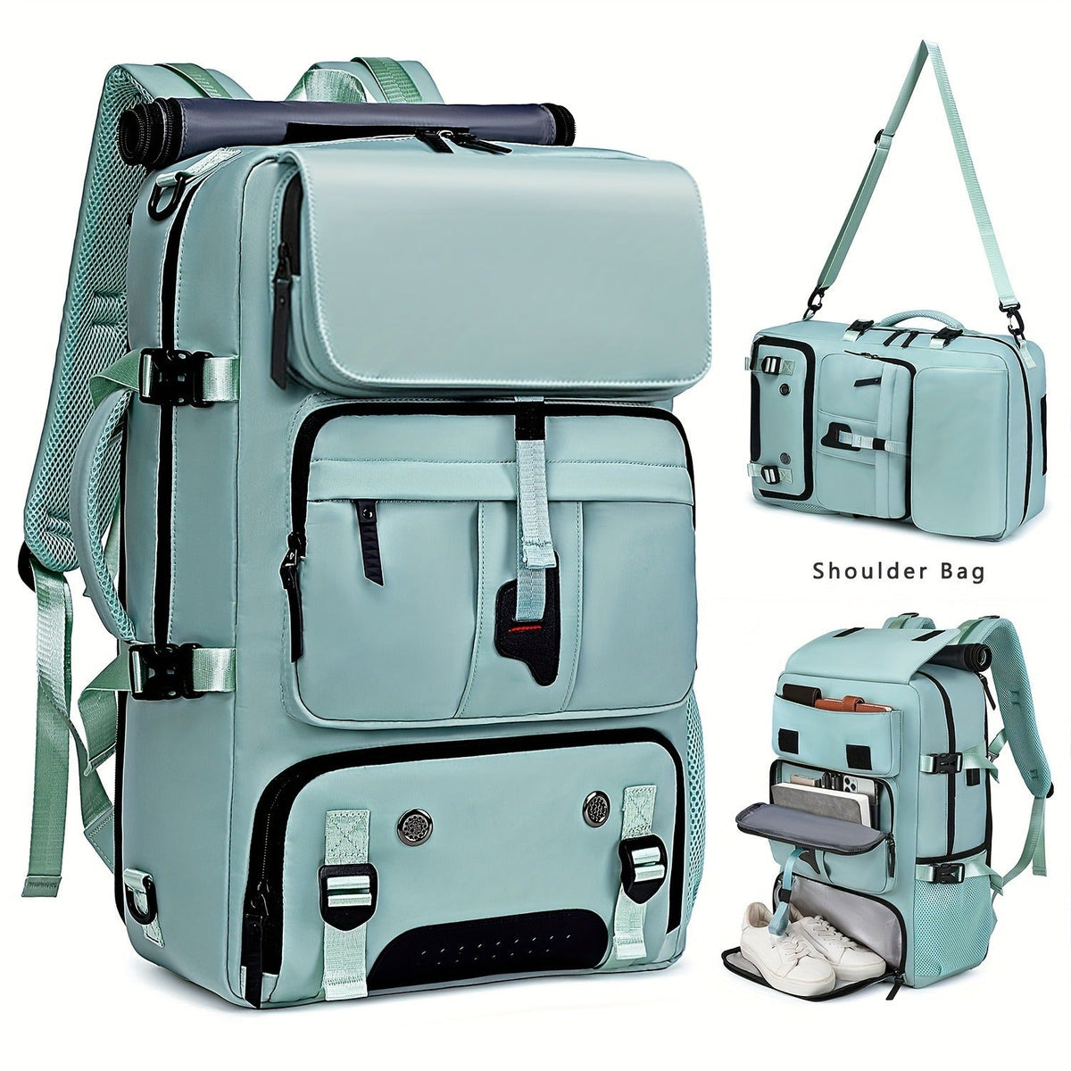 Laptop Backpack with Shoe Compartment, USB Port and Large Travel Storage in Eight Colors for Daily Use