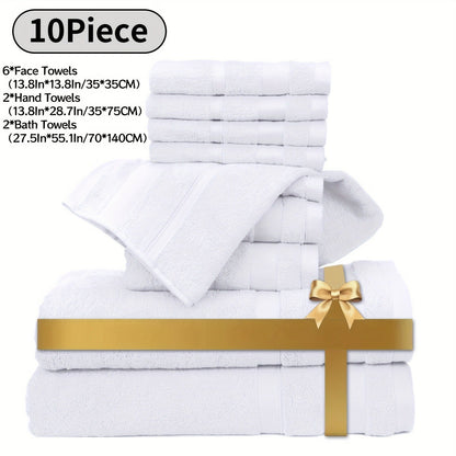 Cotton Bath Towel Set 6/10 Piece - 100% Pure Cotton Large Bath Towels for Women & Men, Highly Absorbent Quick Dry Spa Hotel Quality Towels for Bathroom, Bedroom, Gym, Pool & Travel, Soft Fluffy Luxury Towel Sets