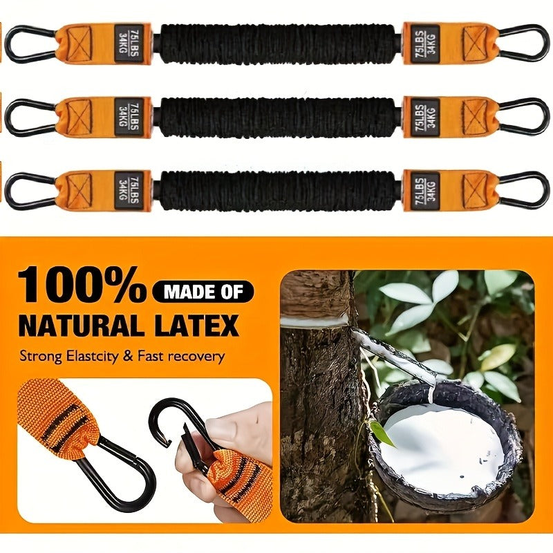 Orange Five-Piece Door-Anchor Resistance Band Set with Three Tubes, Door Anchor and Pictured Handles