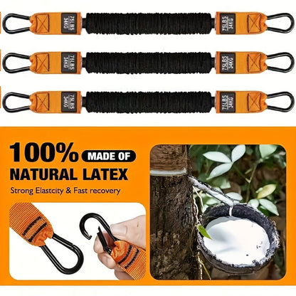 Orange Five-Piece Door-Anchor Resistance Band Set with Three Tubes, Door Anchor and Pictured Handles