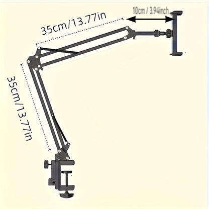Desk-Clamp Phone and Tablet Holder with Long Articulating Arm, Rotating Device Clamp and Exact Universal Option