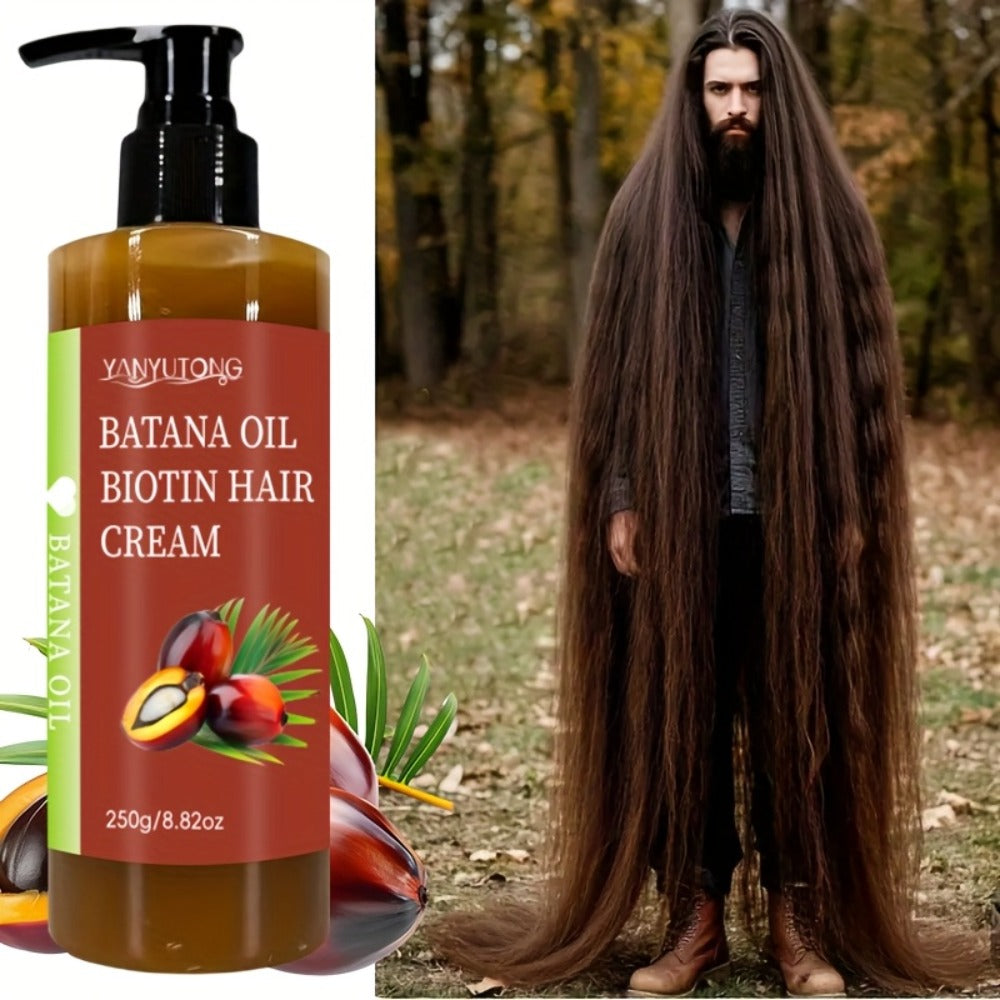 Unrefined Batana Oil Cream 250g with Squalane & Shea Butter — Honduras Deep Moisturizing Hair Treatment, Repairs Dry Damaged Hair, Boosts Shine, All Hair Types, Unisex