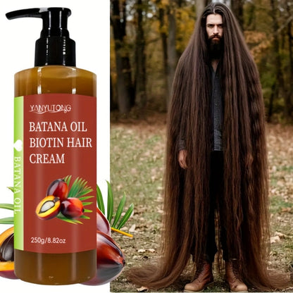Unrefined Batana Oil Cream 250g with Squalane & Shea Butter — Honduras Deep Moisturizing Hair Treatment, Repairs Dry Damaged Hair, Boosts Shine, All Hair Types, Unisex