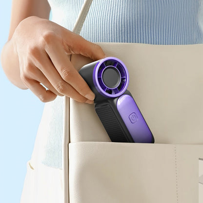 Mini Turbine Handheld Fan with Numeric Speed Control, USB Rechargeable Power and Two Color Choices