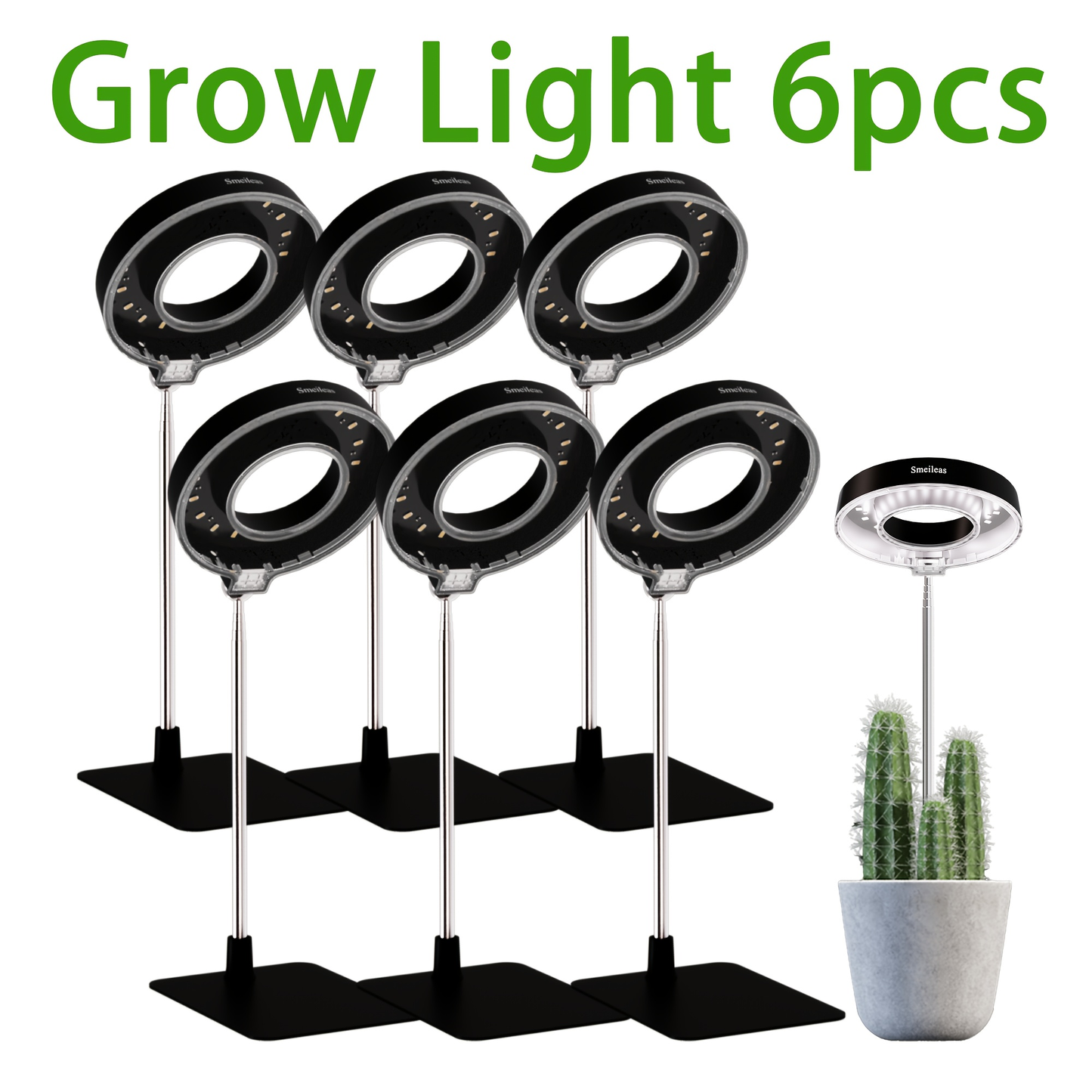 Magnetic Full-Spectrum Grow Light with 360-Degree Adjustable Head, Timer and Two- or Six-Piece Options