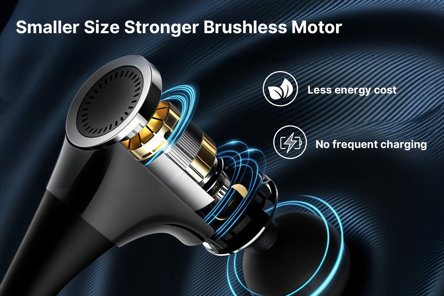 U-Shaped Massage Gun with Four Pictured Heads, 6-Level and 3-Mode Labels, Grey Finish and Long-Reach Housing