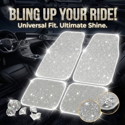 Crystal Bling Car Floor Mats for Women – Sparkling Diamond & Flash Glitter Universal Non-Slip Waterproof Auto Floor Pads, Fashionable Car Interior Accessory, 4/8pcs Set, Great Christmas Gift