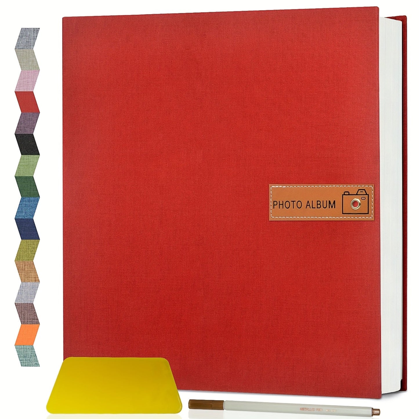Self-Adhesive Linen Photo Album with 40- or 60-Page Options, Two Cover Sizes, Metal Pen and 12 Colors