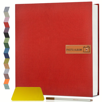 Self-Adhesive Linen Photo Album with 40- or 60-Page Options, Two Cover Sizes, Metal Pen and 12 Colors
