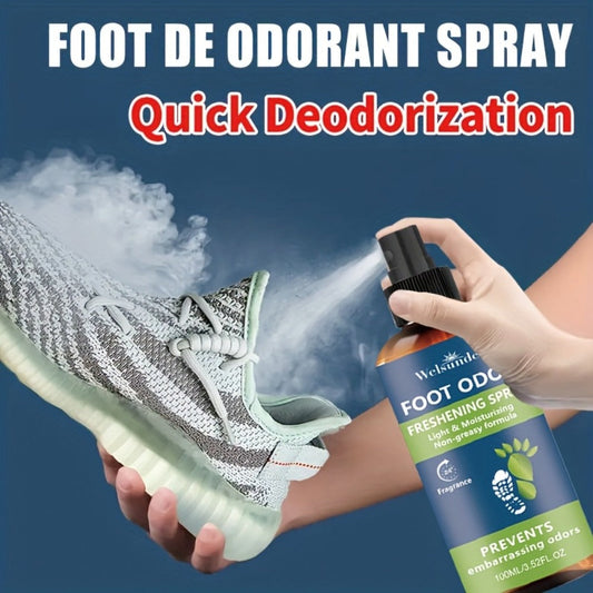 Foot & Shoe Deodorant Spray - Odor Control & Long-Lasting Freshness, Quick-Absorbing Non-Greasy Formula, Hypoallergenic, 100ml/3.52fl.oz, for Men & Women