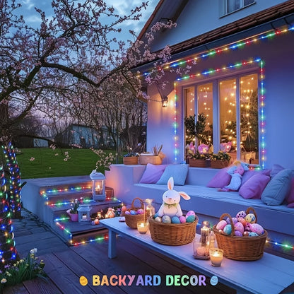 RGB Solar Rope Light with 100 LEDs, 33-Foot Clear Tube and Eight Pictured Lighting Modes for Patio Decor