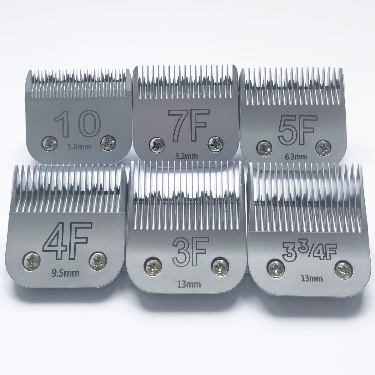 Dog Clipper Replacement Blades – Ceramic & Carbon Steel Detachable Blades in 5 Sizes (3F/4F/5F/7F/10#) | Compatible with Andis AG/AGC, Wahl KM2/KM5/KM10, Oster & More | Professional Pet Grooming Accessory