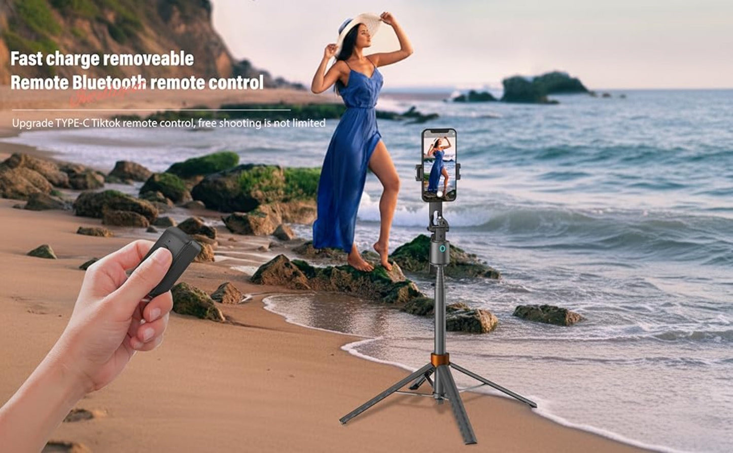 71 Inch AI Face Tracking Selfie Stick Tripod with Built-In Fill Lights & Wireless Remote – 360° Auto Rotating 2-in-1 Extendable Stand for iPhone Android, TikTok YouTube Live Streaming Fitness Vlogging